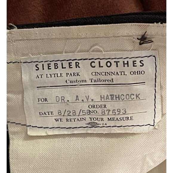1958 Custom Tailored Siebler Clothes Twill Wool Men’s 37x33 Pants Navy & Brown - Picture 14 of 16